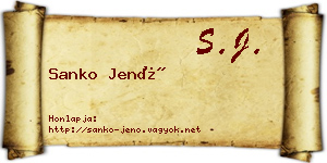 Sanko Jenő névjegykártya